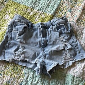 Light Blue Distressed Denim Women's Shorts